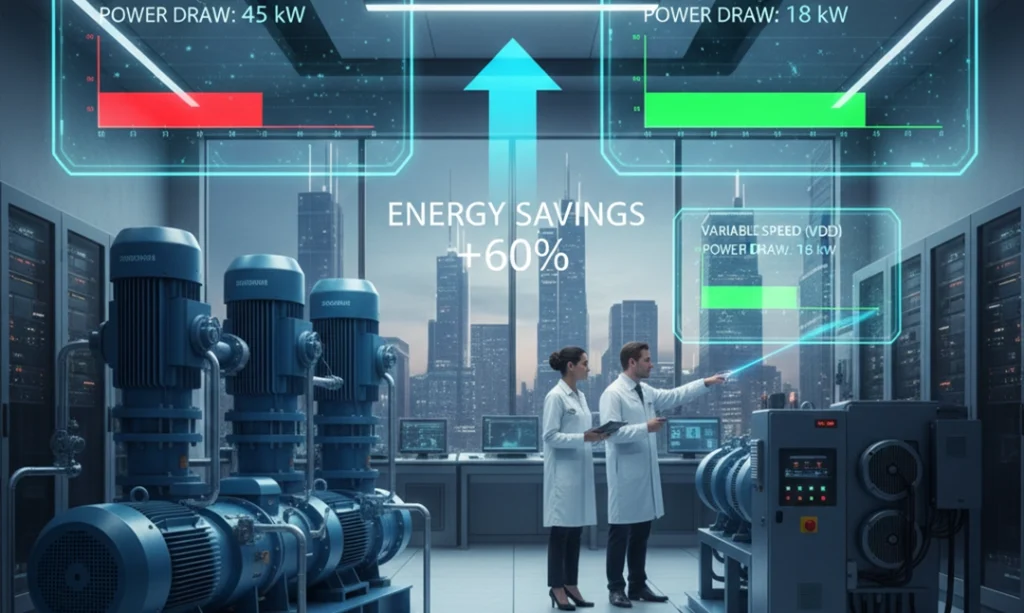 مقایسه بوستر پمپ دور ثابت و دور متغیر از نظر مصرف برق