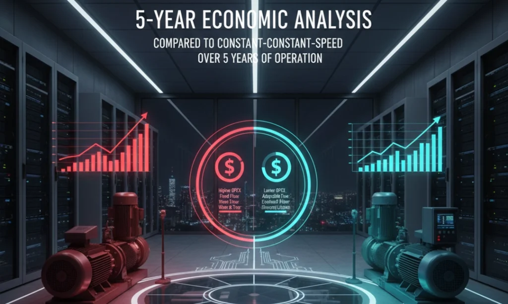 تحلیل اقتصادی بوستر پمپ دور متغیر در مقایسه با دور ثابت طی ۵ سال بهره‌برداری