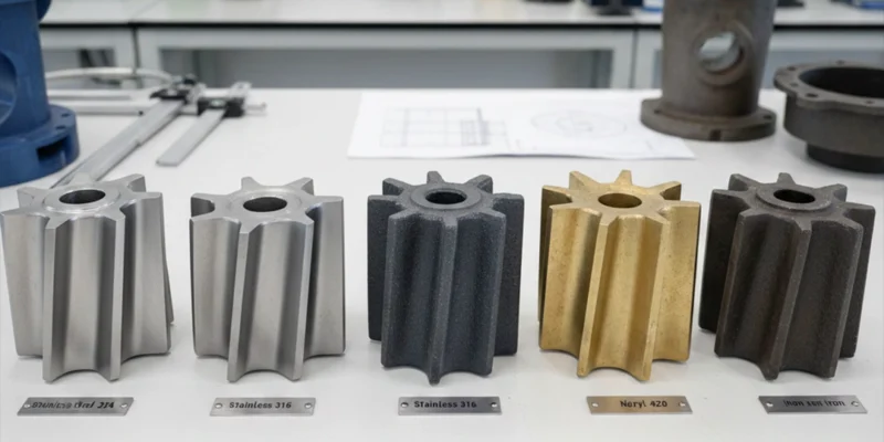 مقایسه کامل جنس پروانه پمپ آب: استیل 304، 316، 420، نوریل، برنجی و چدنی | کدام بهترین انتخاب است؟